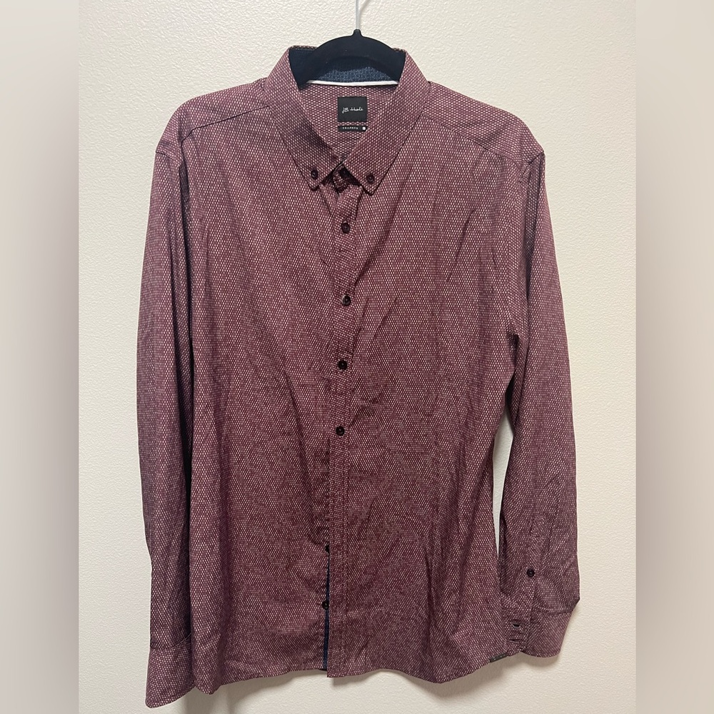 Men’s burgundy button up shirt